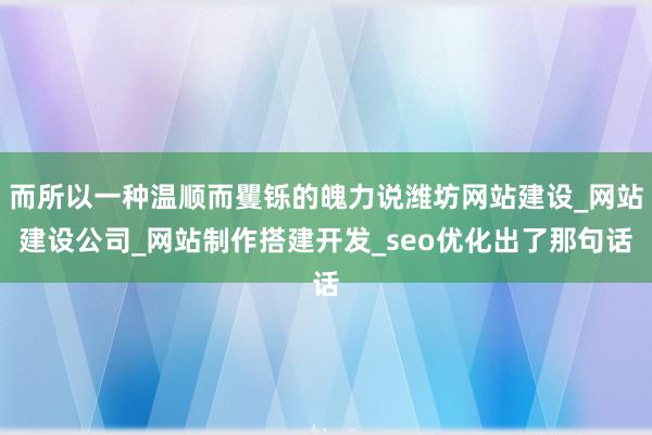 而所以一种温顺而矍铄的魄力说潍坊网站建设_网站建设公司_网站制作搭建开发_seo优化出了那句话